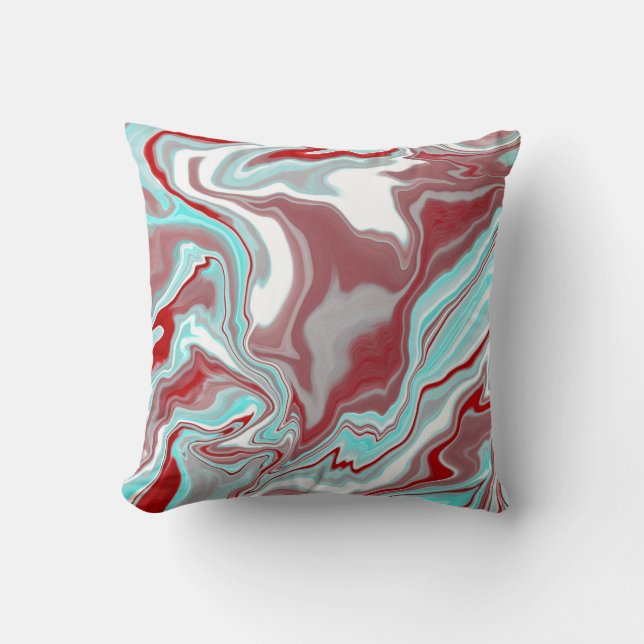 Swirls, burgundy, röd och vit kudde (Framsida)