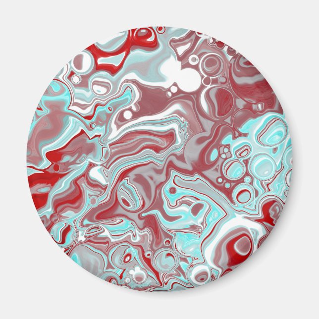 Swirls, burgundy, röd och vit magnet (Framsidan)