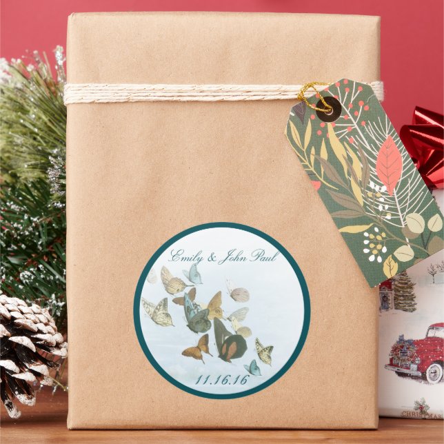 Swirls Deep Teal Runt Klistermärke (Semester)