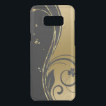 Swirls Design för svart och Elegant Guld-Blommigt Uncommon Samsung S8 Plus Skal<br><div class="desc">Elegantens svartvitt och elegant guld blommigt-snurrar design</div>