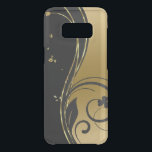 Swirls Design för svart och Guld-Blommigt Uncommon Samsung Galaxy S8 Skal<br><div class="desc">Elegantens svartvit och guld-elegantens blommigt-snurrar utformning</div>