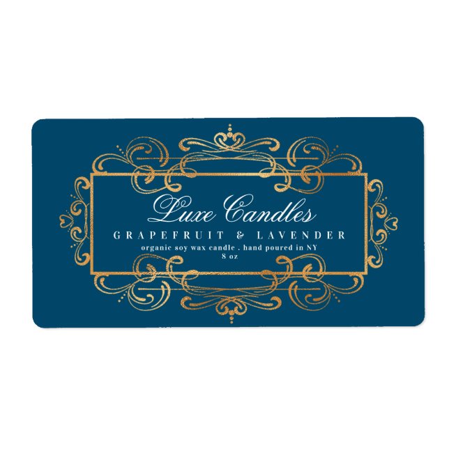 Swirls Elegant Teal-produkt av luxuriskt gulfenad  Fraktsedel (Framsidan)