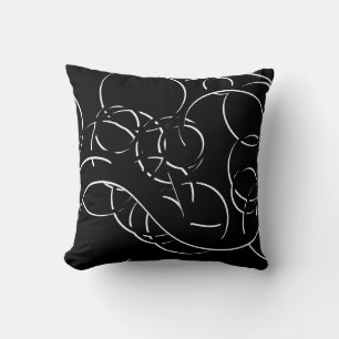 Swirls för svart och vit modern Elegant-Abstrakt Kudde