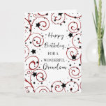 Swirls Grandson Birthday Kort<br><div class="desc">Födelsedagskort för barnson med roligt stjärnor och virvelformade i svart och röd och tankfull vers.</div>