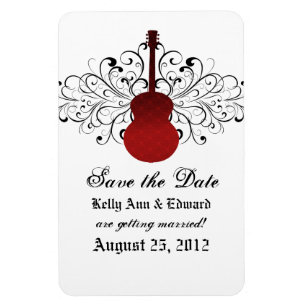 Swirls Guitar Spara datum magneter, Red Magnet