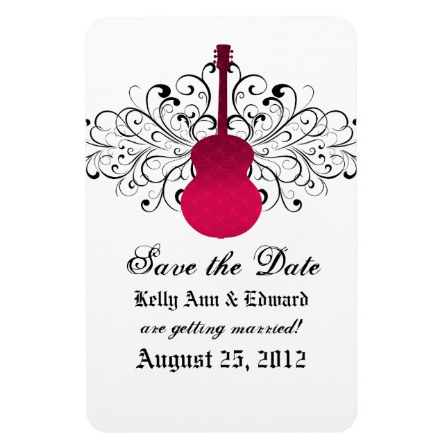 Swirls Guitar Spara datum magneter, Rosa Magnet (Vertikal)