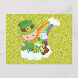 Swirls Leprechaun och Rainbow Postcard Vykort