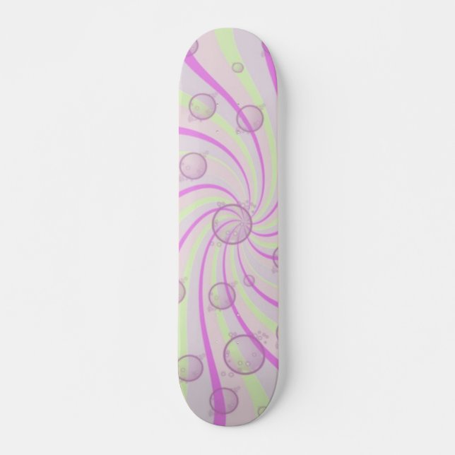 Swirls och Bubbles Rosa Skateboard (Framsida)