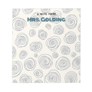 Swirls och Doodles Personlig Teacher Gift Anteckningsblock