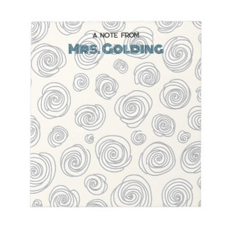 Swirls och Doodles Personlig Teacher Gift Anteckningsblock