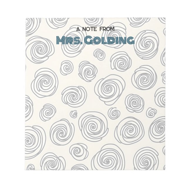 Swirls och Doodles Personlig Teacher Gift Anteckningsblock (Framsida)