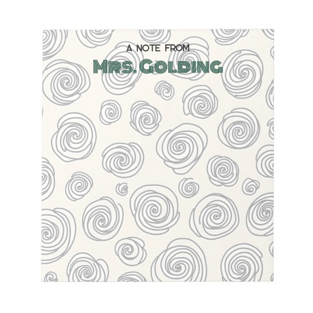 Swirls och Doodles Personlig Teacher Gift Anteckningsblock (Framsida)