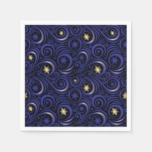 Swirls och Snöflingor Blue och Guld Pappersservett