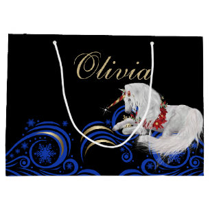 Swirls och Snöflingor Unicorn Blue och Guld JOY