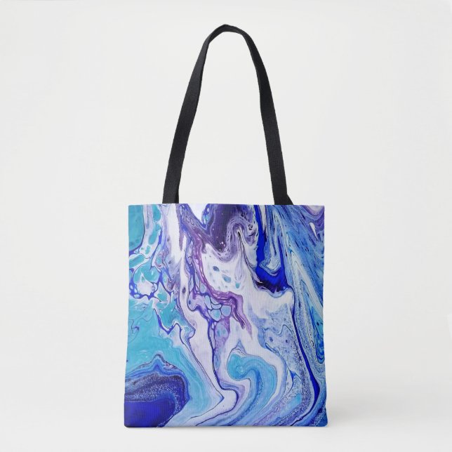 Swirls of Dynamic Blues on Tote Tygkasse (Framsida)