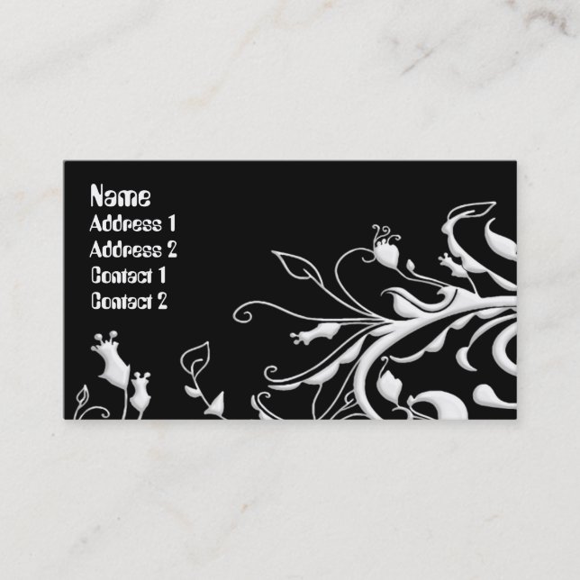 Swirls of Nature in Black & White Visitkort (Framsida)
