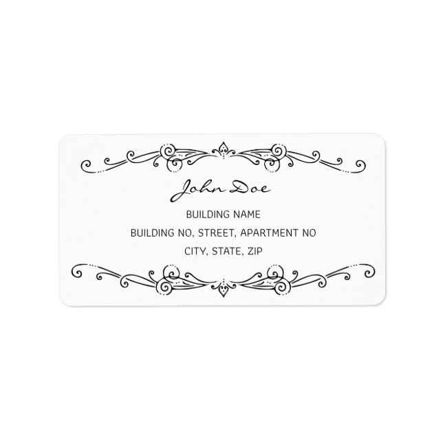 Swirls Ram Gräns Adress Adressetikett (Framsidan)