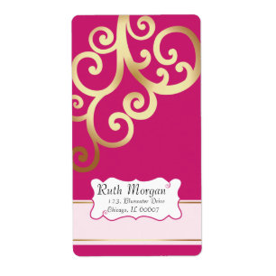 Swirls - Rosa Adressetiketter Fraktsedel