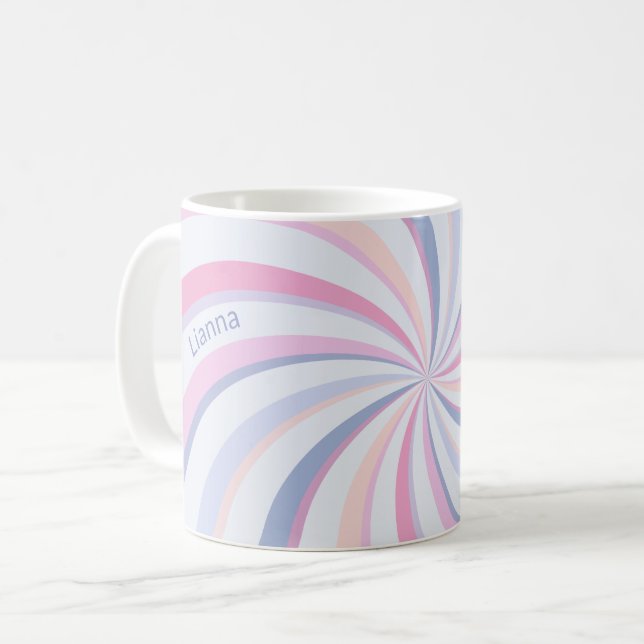 Swirls Rosa Blue Peach Kaffemugg (Framsida vänster)