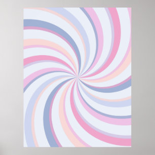 Swirls Rosa Blue Peach Poster