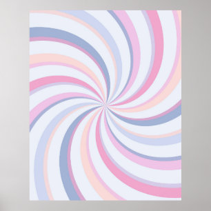 Swirls Rosa Blue Peach Poster