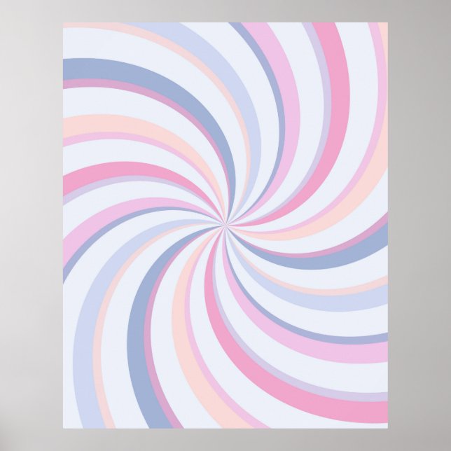 Swirls Rosa Blue Peach Poster (Framsidan)