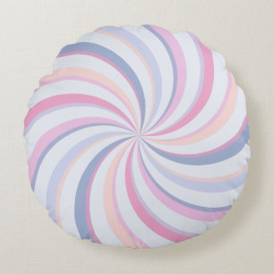 Swirls Rosa Blue Peach Rund Kudde