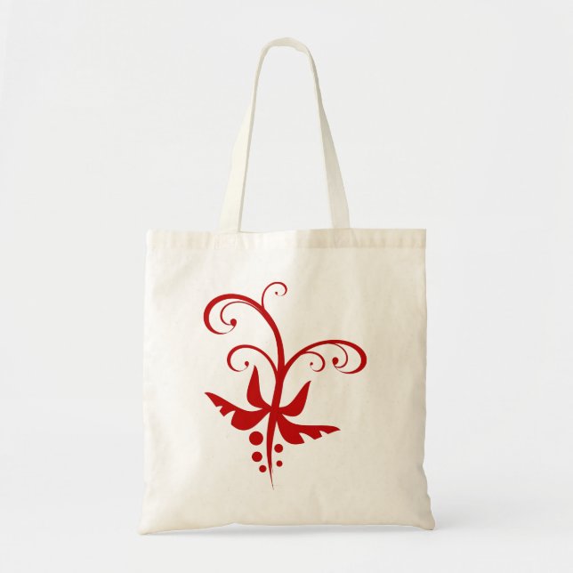Swirls Twirls Blommigt Vine Red Tygkasse (Framsidan)