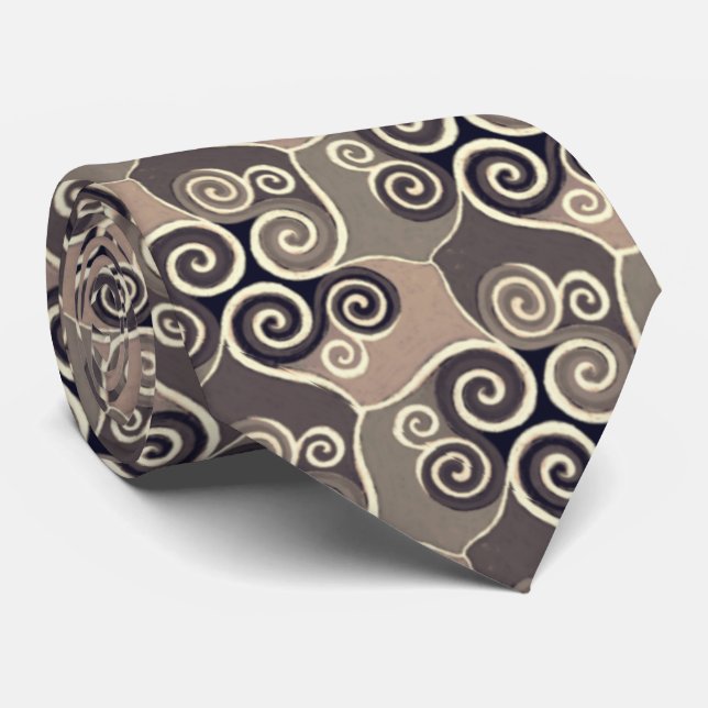 Swirly Abstrakt Mönster Design Artsy Beige Taupe Slips (Rullad)
