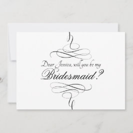 Swirly Black and White Artsy Bridesmaid-inbjudan Inbjudningar