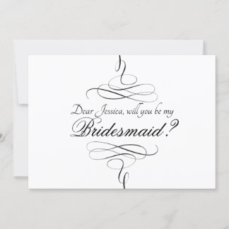 Swirly Black and White Artsy Bridesmaid-inbjudan Inbjudningar