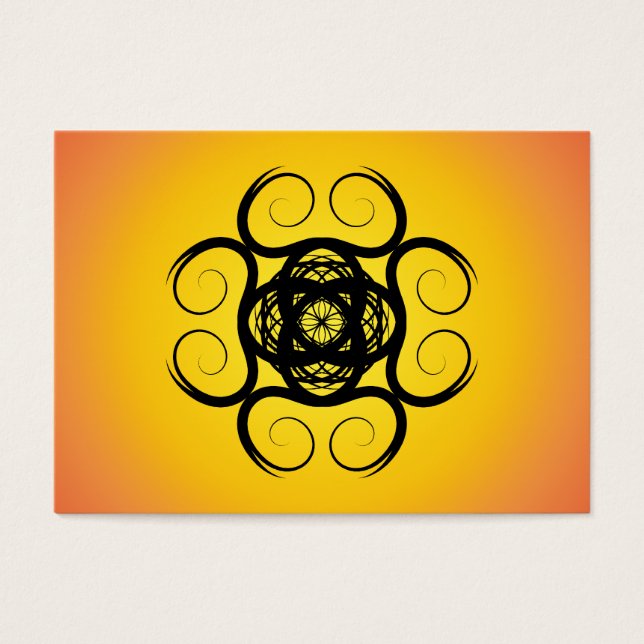 Swirly Black Kaleidoscope Mandala Visitkort (Framsidan)