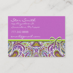 Swirly Blommigt Paisly Raspberry and Lime Visitkort