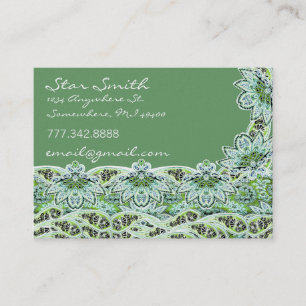 Swirly Blommigt Paisly SeaBlue och Lime Visitkort