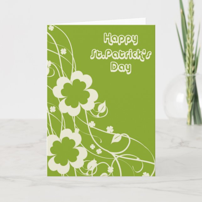 Swirly Blommigt St.Patrick-Day Card Kort (Framsida)
