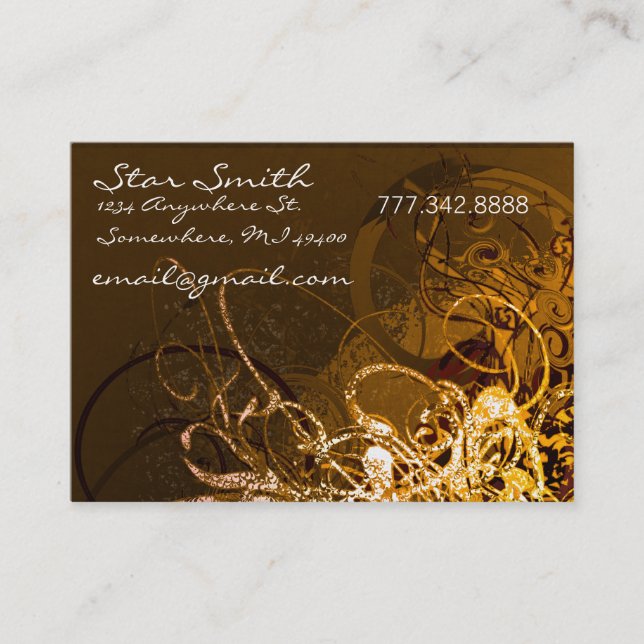 Swirly Blommigts Chocolate och Orange Sherbert Visitkort (Framsida)