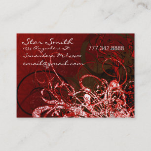 Swirly Blommigts - - Deep Red Visitkort