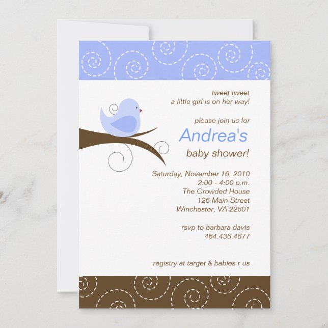 Swirly Blue Boy Baby Shower-inbjudan Inbjudningar (Framsida)