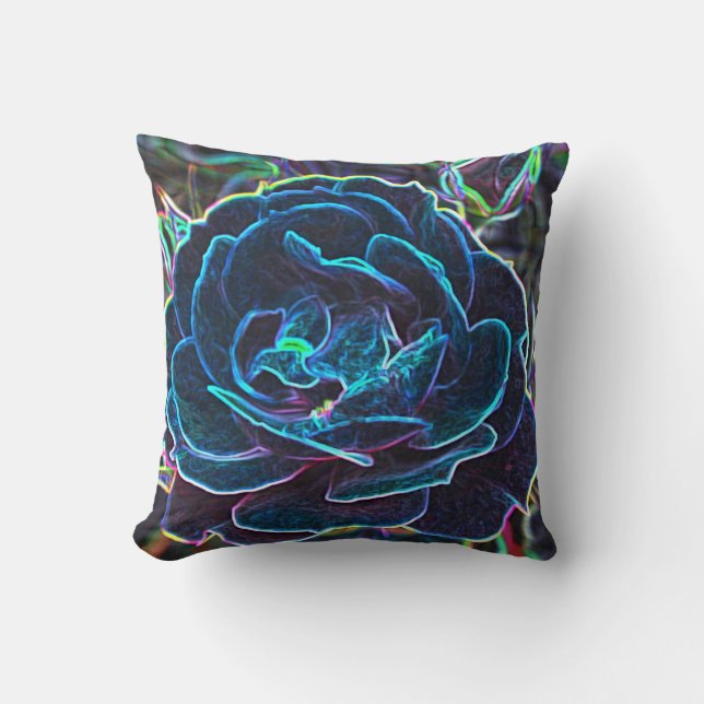 Swirly Blue Neon Ro Kudde (Framsida)