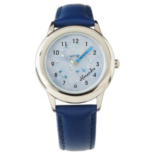Swirly Blue Stars Girl Armbandsur
