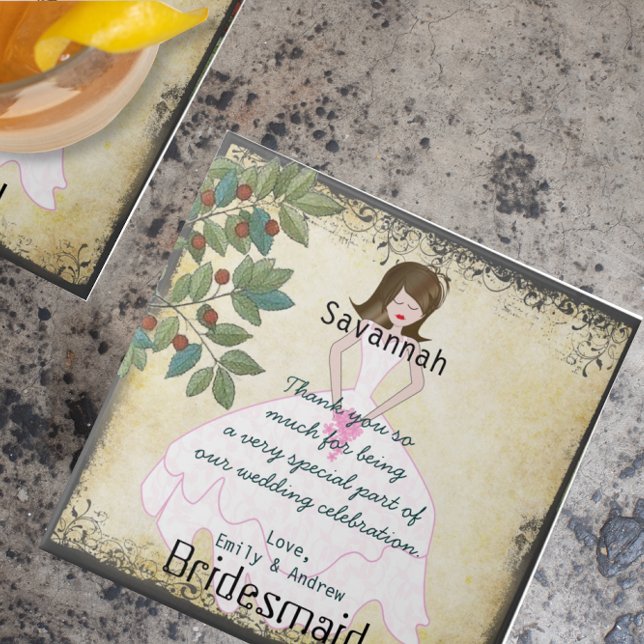Swirly Bridesmaid Tack Tile Gown med Träd Kakelplatta (Skapare uppladdad)