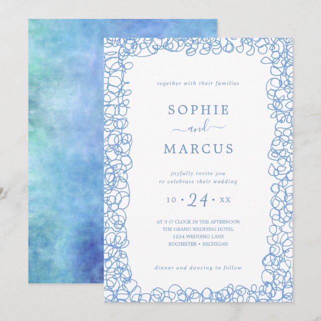 Swirly bröllopsinbjudan inbjudningar (Fram/baksida)