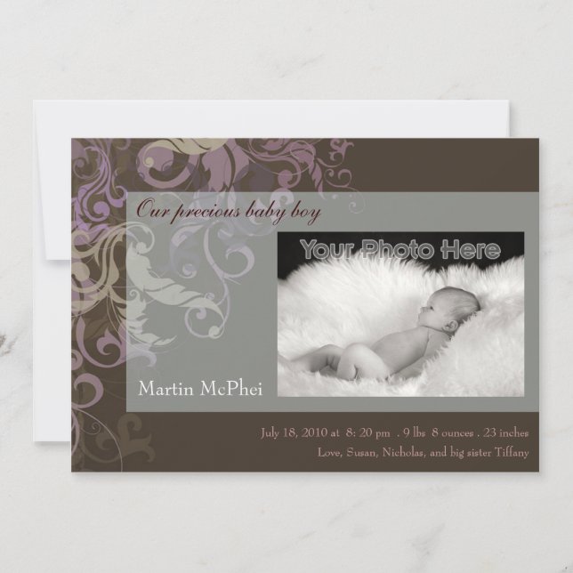 Swirly Brown baby-meddelande Meddelande (Framsida)