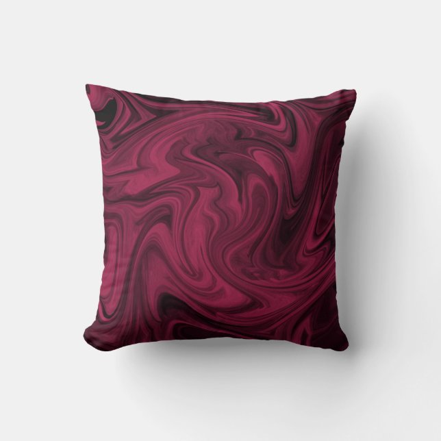 Swirly Burgundy Abstrakt Kudde (Framsida)