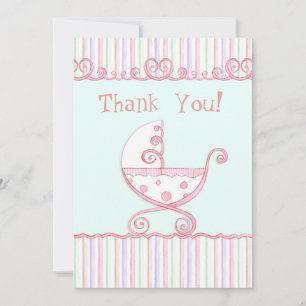 Swirly Carriage & Hearts, Baby Tackkort Anteckningskort