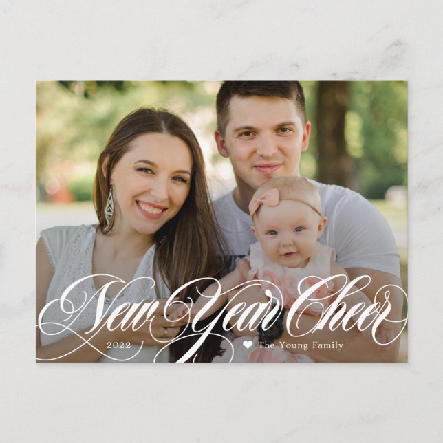 Swirly Cheer Gott nytt år Photo Postcard Helg Vykort (Framsida)