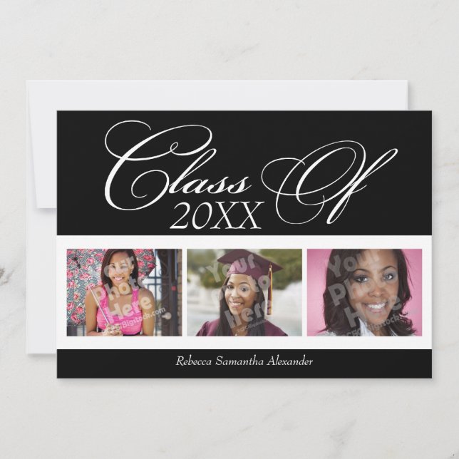 Swirly Delight 3-Photo Studenten-meddelande Inbjudningar (Framsida)