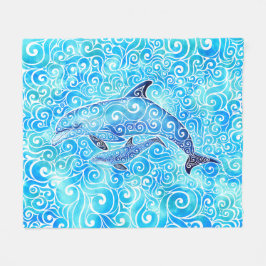 Swirly Dolphin Family Fleecefilt