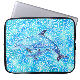 Swirly Dolphin Family Laptop Fodral