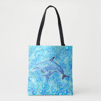 Swirly Dolphin Family Tygkasse